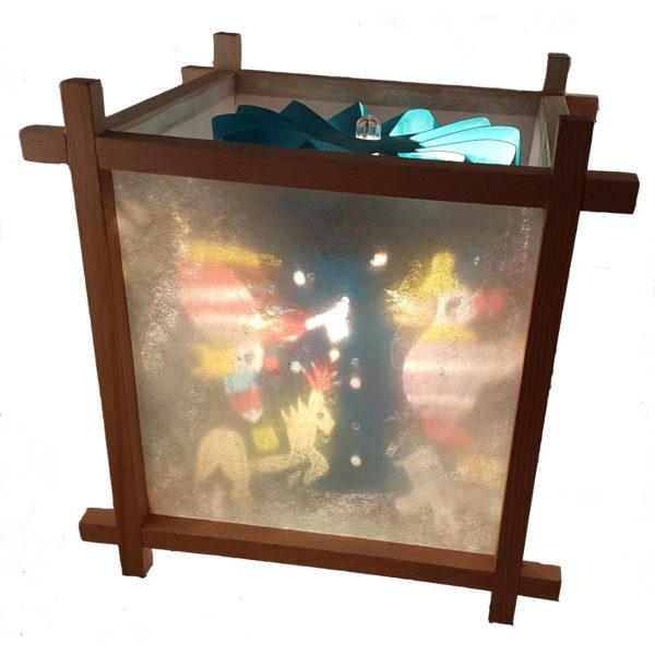 Lanterne Magique Artisanale Cirque en bois avec un décor qui s'anime