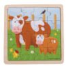 Ce puzzle à encastrement en bois à 16 pièces présentant une vache et son petit est fait pour les petits qui deviennent grands !