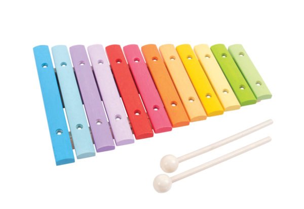 Xylophone en bois pour enfant 12 touches aux couleurs de l'arc-en-ciel