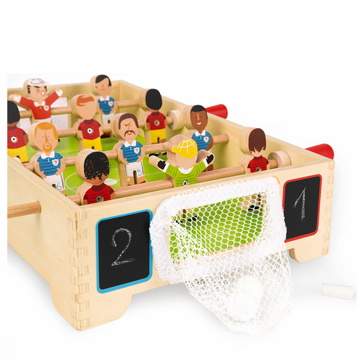 Ce jeu est composé de 4 rangées de joueurs (12 joueurs au total) et de 3 balles en bois.
