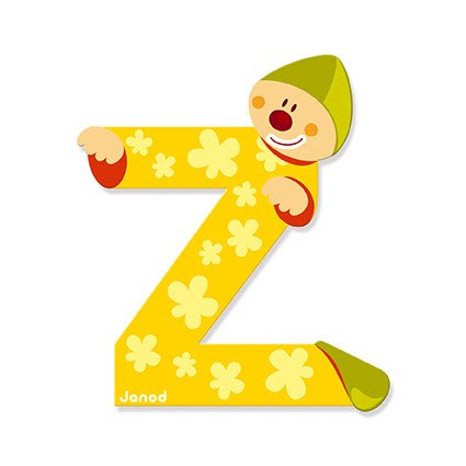 Lettre Z en bois sur le thème clown. Quoi de mieux que ces belles lettres en bois pour décorer sa chambre ?