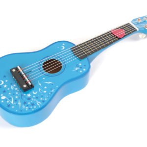Guitare 6 cordes bleue en bois