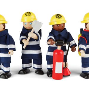 4 Figurines Pompiers en bois