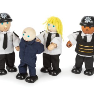 Figurines 3 Policiers et 1 prisonnier en bois