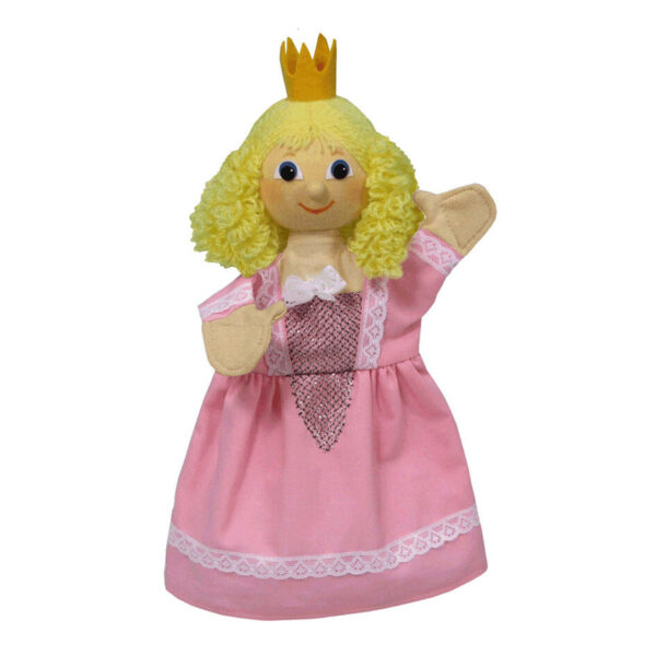 Laissez vous séduire par la marionnette à main Princesse rose avec sa belle robe rose et sa magnifique couronne !