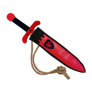 Épée Chevalier rouge bois 50 cm et fourreau