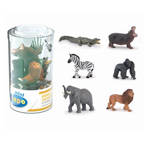 Ce coffret de mini figurines sur le thème des animaux de la savane comprend 6 animaux miniatures pour pouvoir découvrir la vie sauvage des animaux de la savane.