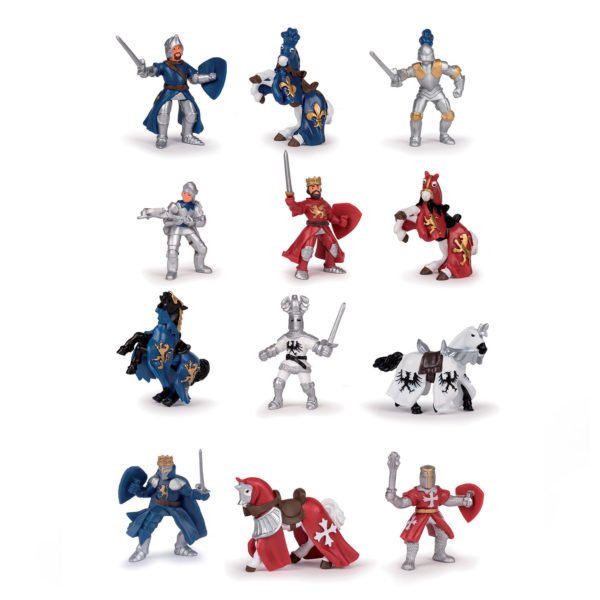 Ce coffret 2 Mini Plus figurines sur le thème des chevaliers comprend 12 figurines chevaliers miniatures pour pouvoir s'inventer des aventures chevaleresques.