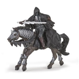 Cavalier noir sans visage sur cheval noir