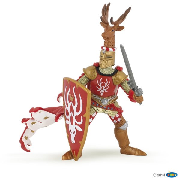 La figurine Maître des armes cimier cerf avec lance vous entraîne au temps des châteaux forts et des chevaliers