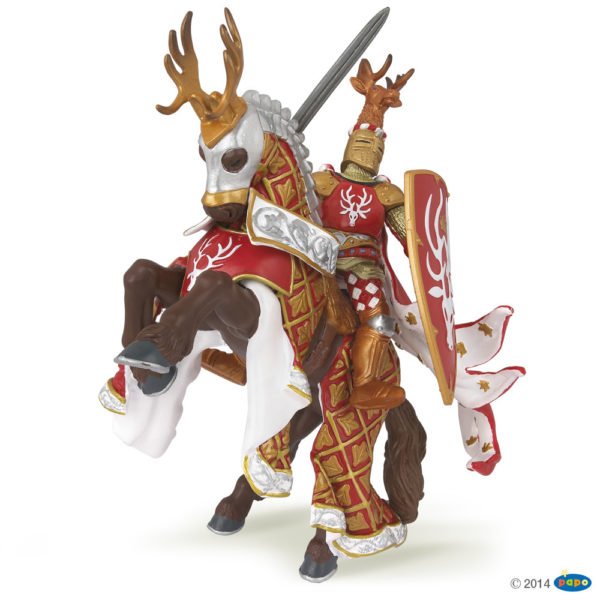 Les figurines Maître des armes cimier cerf et son cheval vous entraînent au temps des châteaux forts et des chevaliers.
