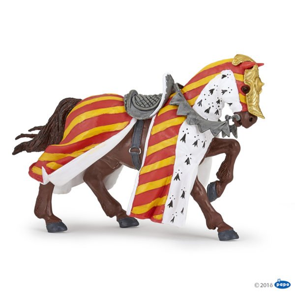 La figurine Cheval de tournoi vous entraîne au temps des châteaux forts et des chevaliers.