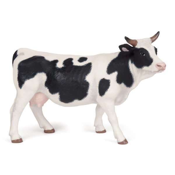 La figurine Vache blanche et noire fait partie des animaux de la ferme que petits et grands auront plaisir à animer. Avec ces figurines, c'est l'assurance d'en apprendre davantage sur le mode de vie des lapins, des poules, et des autres animaux de la ferme comme la vache ou le cochon, la chèvre ou la brebis.