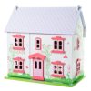 Très bien conçue, cette grande maison de poupées en bois de couleur rose très solide en bois se présente sur 3 étages.