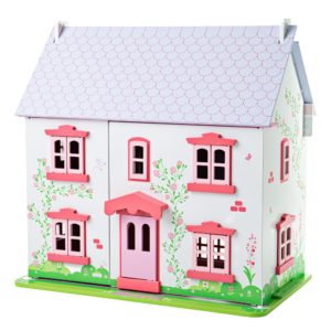 Grande maison de poupée en bois rose