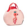 Le sac à main à l'effigie d'Anaïs le Flamand rose est un sac à mains pour enfant en matière toute douce et qui comporte de nombreux accessoires. Vue d'ensemble du sac et de ses deux jolies poignées en tissu.