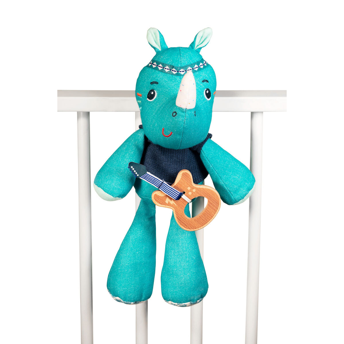 Peluche musicale Marius Marius l'hippopotame et sa guitare électrique joue "Light my fire".