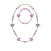Collier et bracelet coeur violet avec des perles roses et violettes