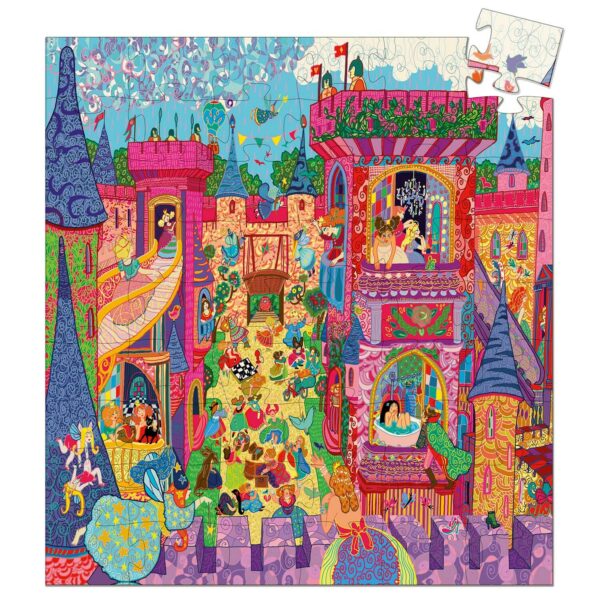 Puzzle Château de princesse 54 pièces avec un château féérique et des personnages un peu partout