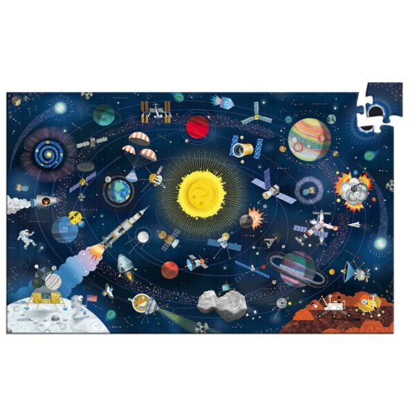 Puzzle espace 200 pièces avec livret avec des engins spatiaux et des planètes