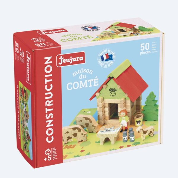 La Maison du Comté est un jeu de construction en bois naturel teinté indémodable 100% fabriqué en France. Il ravira les petits et les grands dès l'âge de 5 ans.