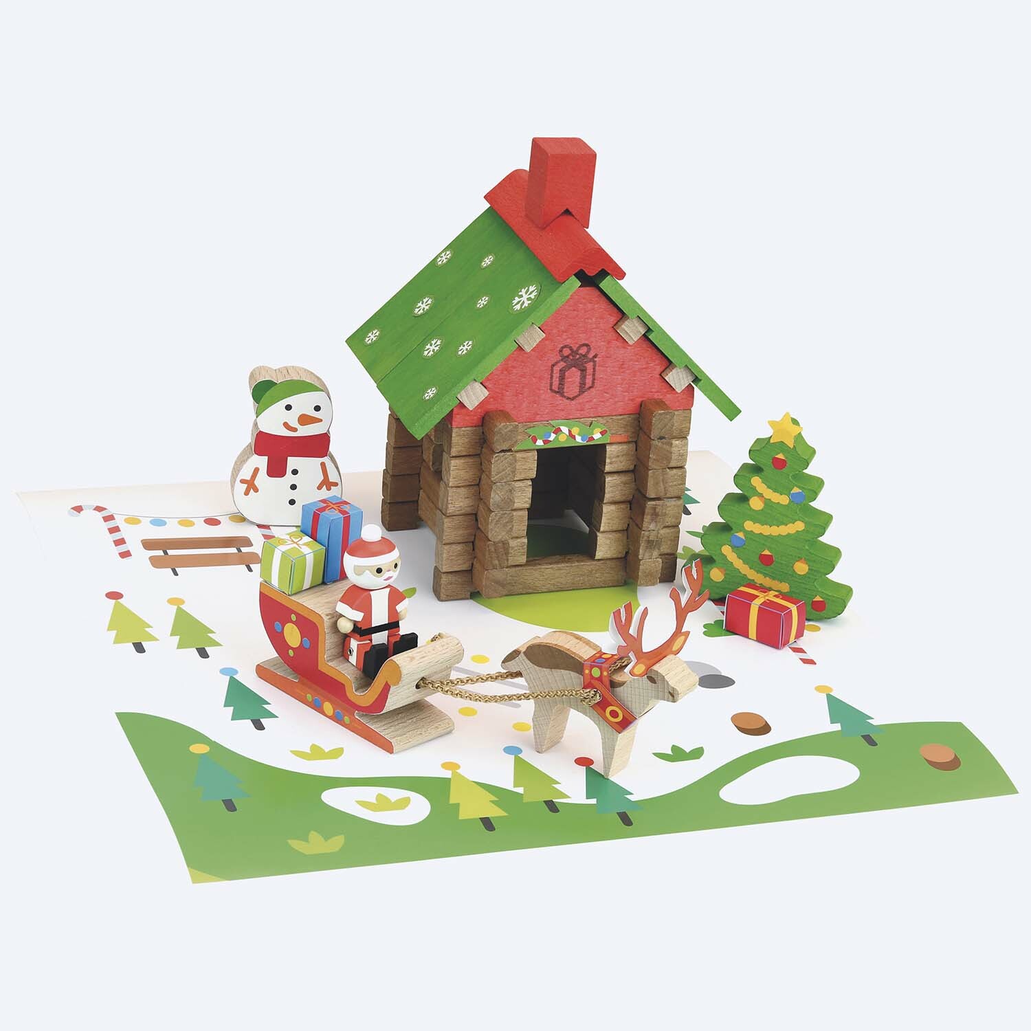 Le but du jeu est de monter cette maison traditionnelle sur le tapis de jeu fourni en suivant une notice de montage.