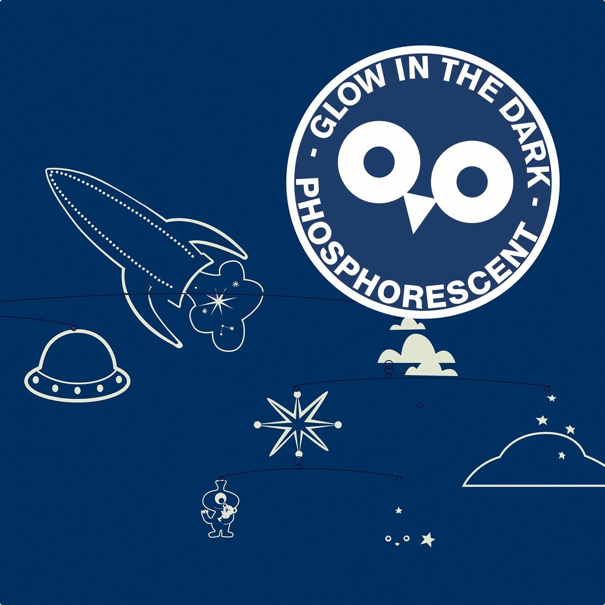 Mobile-espace Un mobile très léger sur le thème de l’espace pour admirer les petits astronautes et engins spatiaux graviter dans les airs