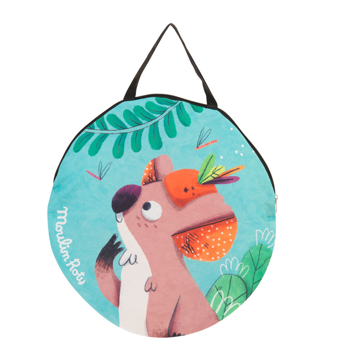 L'entrée se referme grâce à un rideau enroulable et il y a même une fenêtre qui se ferme elle aussi.  Très pratique pour être tranquille ! La tente de jeu dans la Jungle est une tente décorative qui ravira les filles et les garçons dès 18 mois.