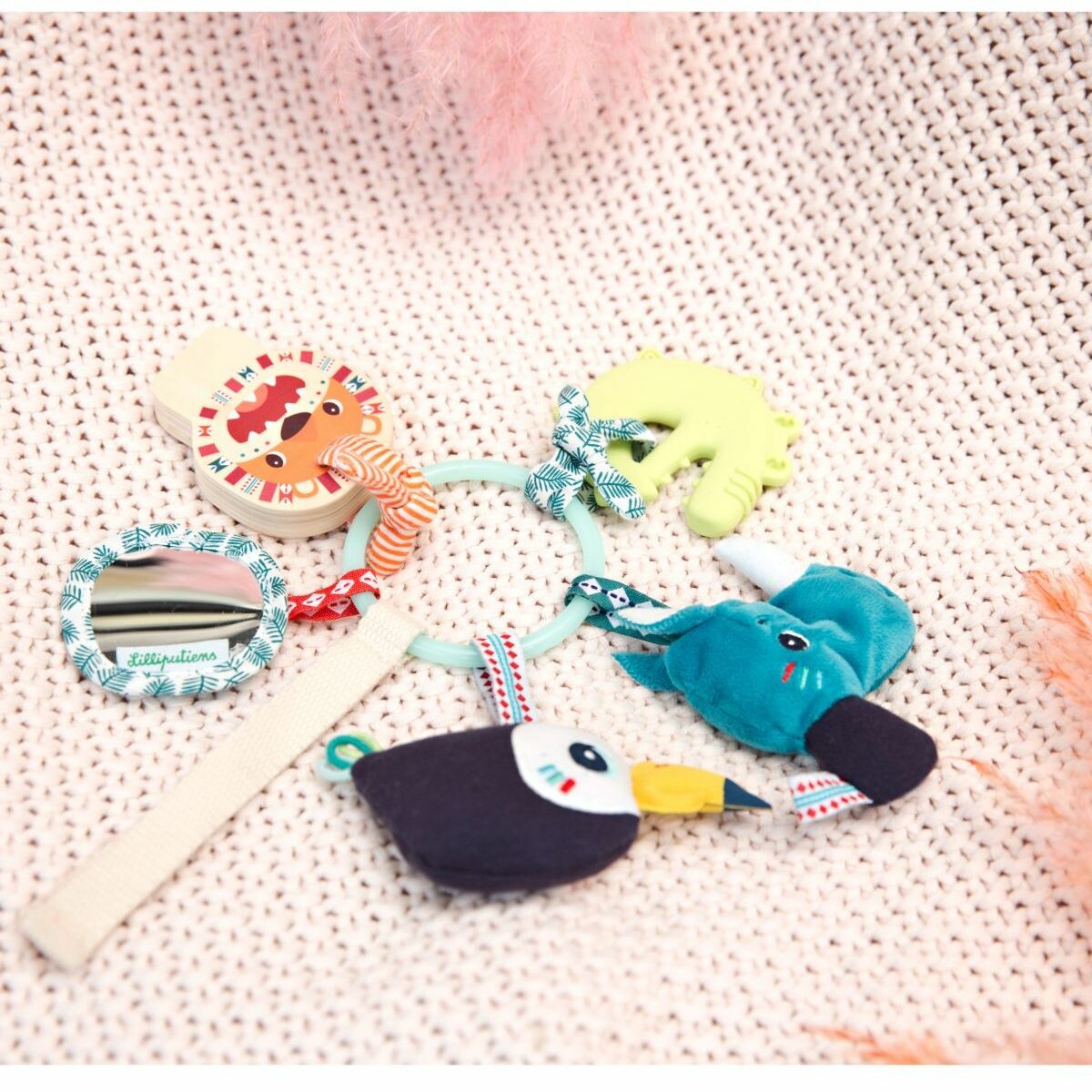 Trousseau de clés sensoriel sur le thème de la jungle