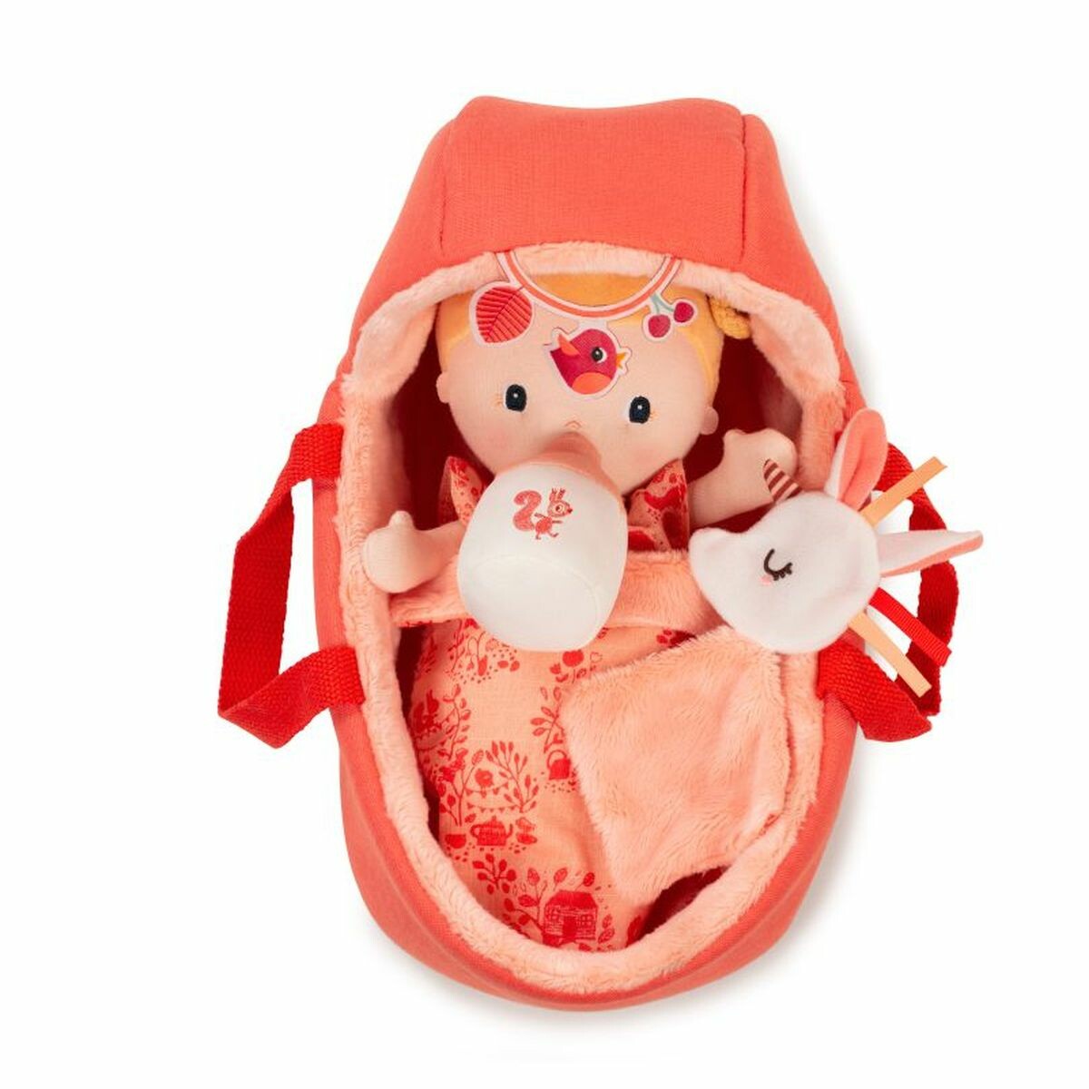 Poupée-Léna-et-son-kit Poupée léna et son kit -Tout se glisse dans le berceau pour que votre enfant puisse emmener bébé dans toutes ses aventures