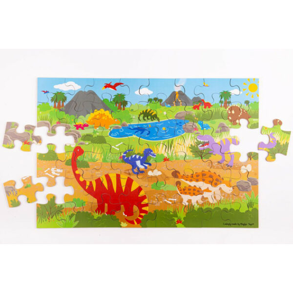 Ce puzzle dinosaures en bois de 48 pièces est un puzzle coloré en bois sur le thème des dinosaures.