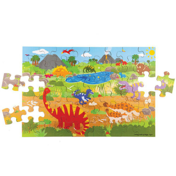 Pour faire le puzzle dinosaures, on peut se mettre à plusieurs. C'est encore plus rigolo !