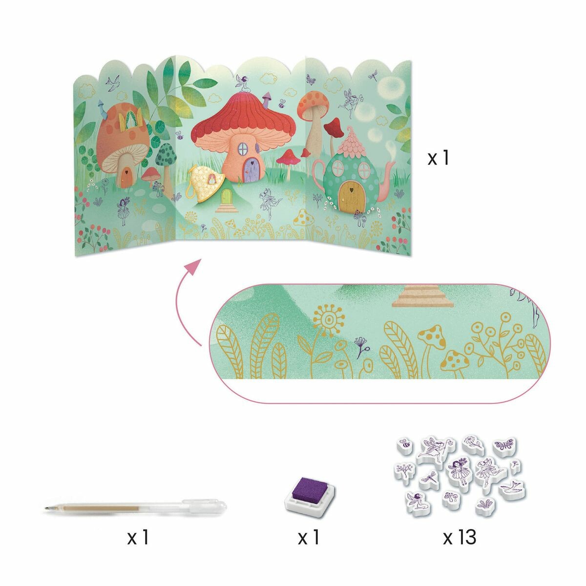 coffret très complet - 6 activités thème fées des tampons