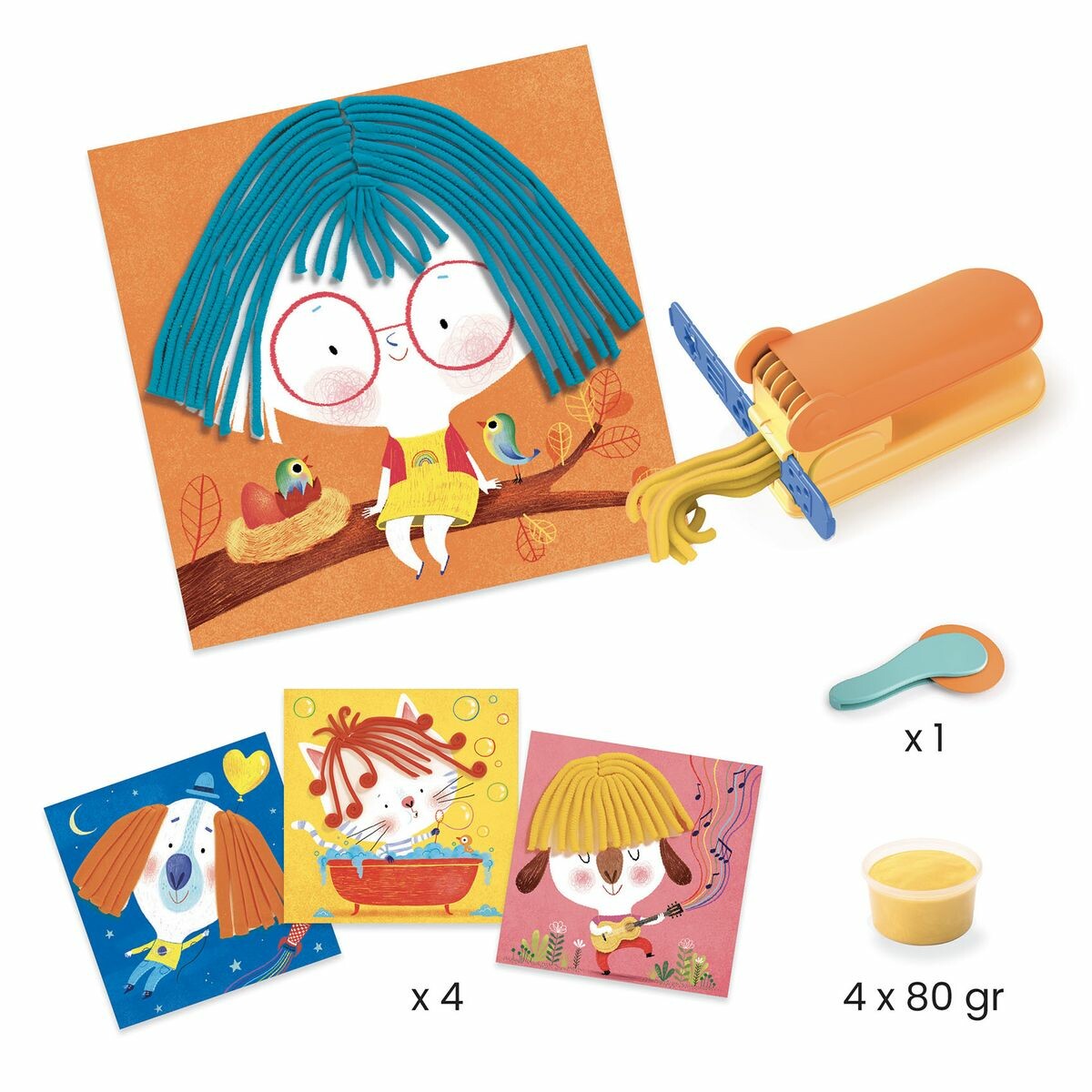 Pâte à modeler cheveux et bouclettes une machine pour faire des cheuveux rigolos