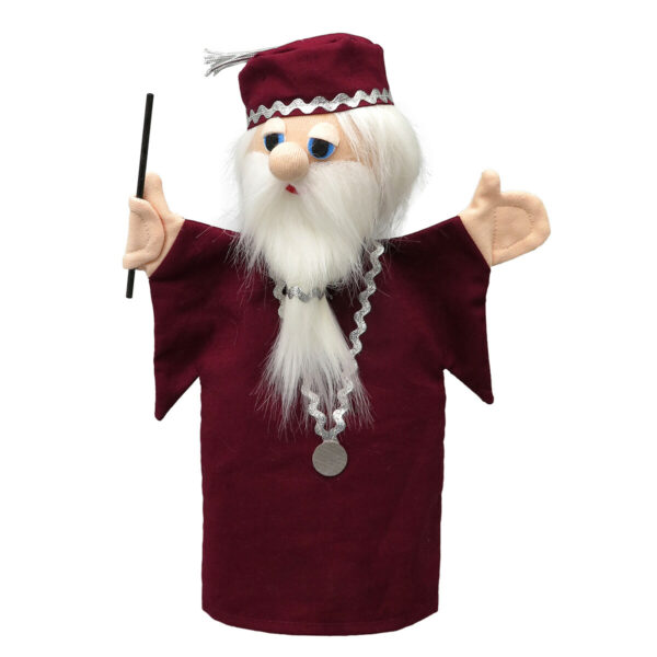 Laissez vous séduire par la marionnette à main Dumbledore le plus célèbre des directeurs de Poudlard dans Harry Potter. Avec sa longue barbe blanche et sa baguette magique, il a de grands pouvoirs !