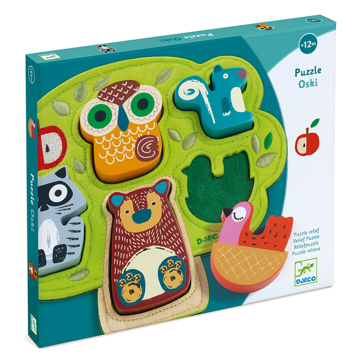 Ce puzzle éducatif en relief est un bon moyen de de stimuler la concentration et la dextérité des enfants à partir de 12 mois.