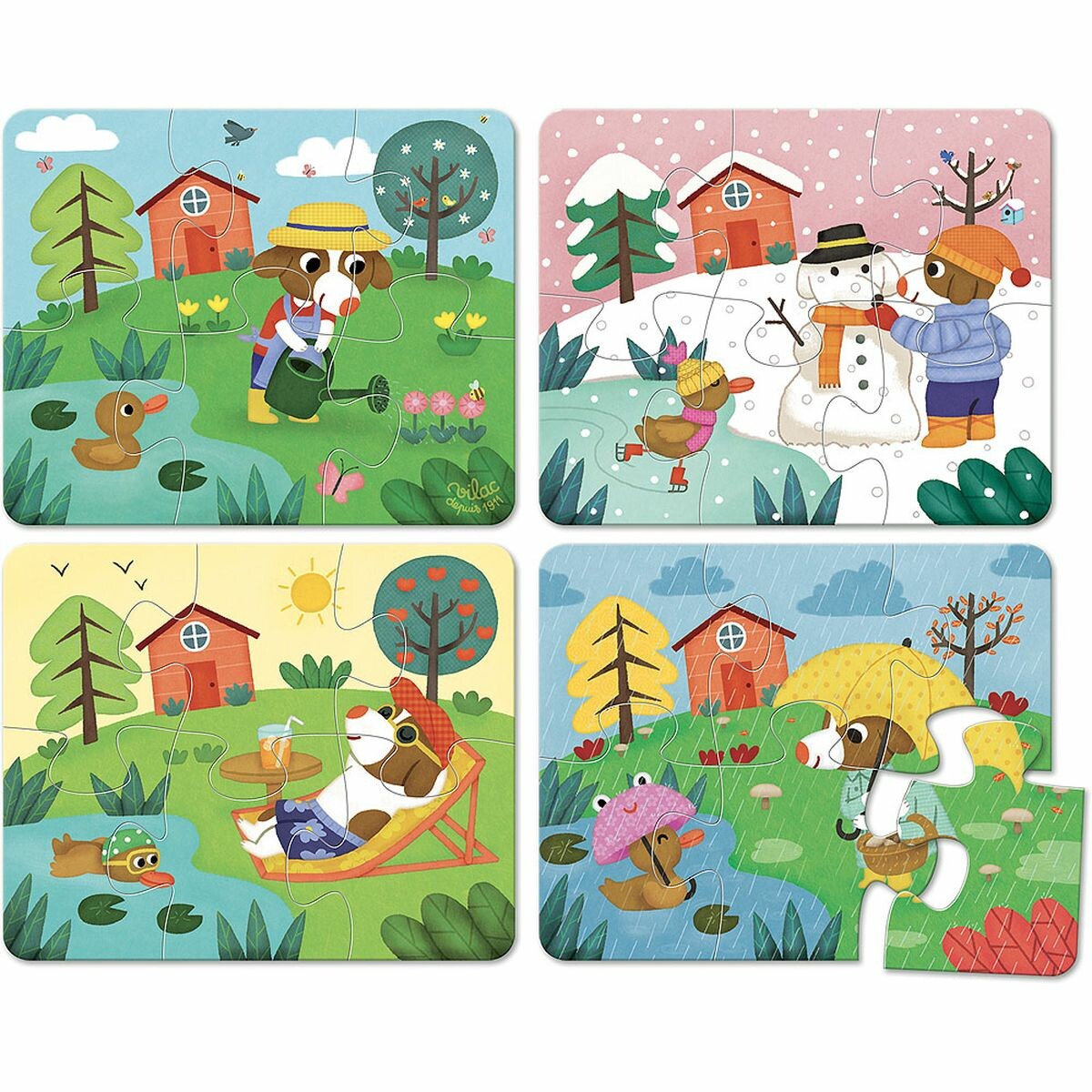 4 puzzles en bois, 4 saisons