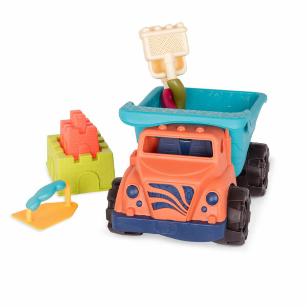 Avec ce camion de chantier pour la plage, on est bien équipé ! Ce beau camion coloré comprend tout ce dont on besoin pour bien s'amuser à la plage, dans le bac à sable ou dans le jardin.