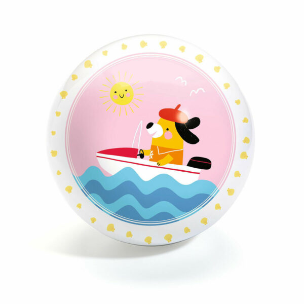 Ce petit ballon illustré d'un bateau avec un chien et un renard est un première ballon idéal pour jeune enfant.