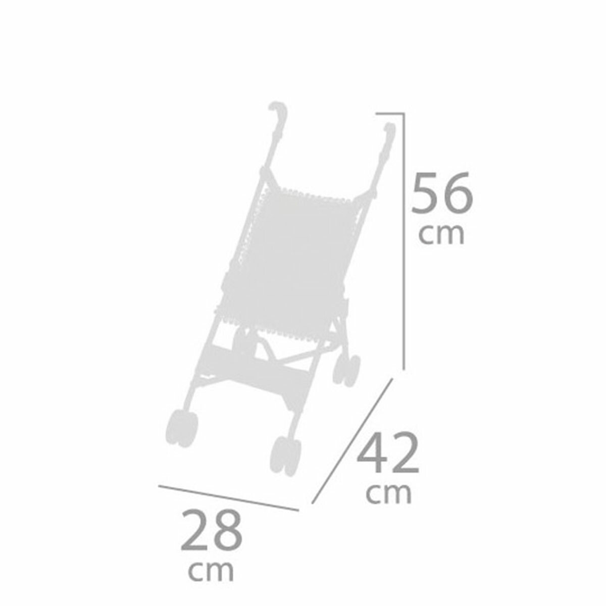 poussette-canne-pliante Dimensions poussette ouverte : 42 cm x 28 cm x 56 cm (Lxlxh)