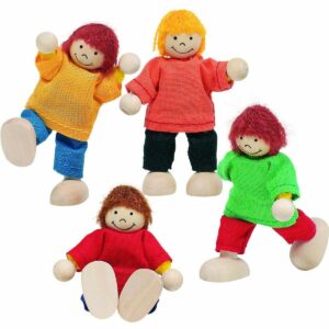 Set de 4 poupées enfants en bois