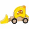 Découvrez ce superbe camion de chantier chargeur jaune en bois massif pour les enfants dès 2 ans.