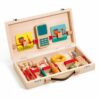 valise outils de bricolage en bois adaptée aux enfants dès 3 ans.