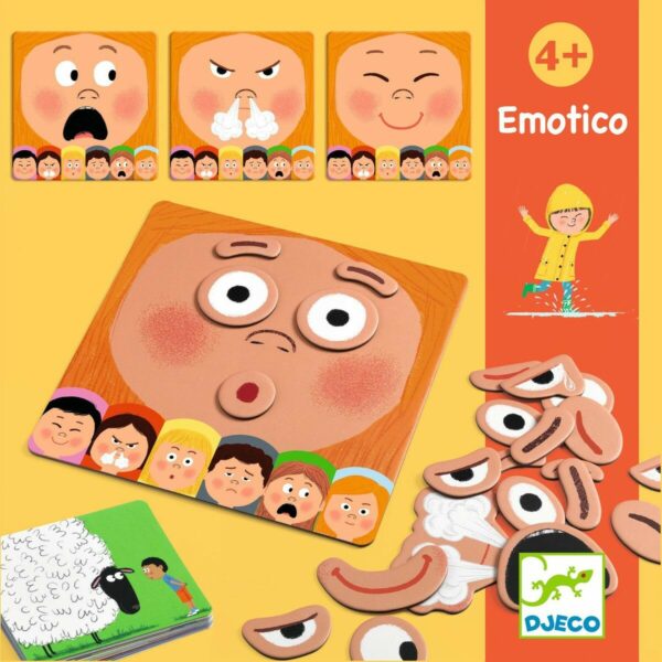 Découvrez ce jeu Emotico un jeu pour jouer avec ses émotions dès 4 ans. Un jeu de langage ludique pour reconnaître les émotions et jouer avec. Dès 4 ans