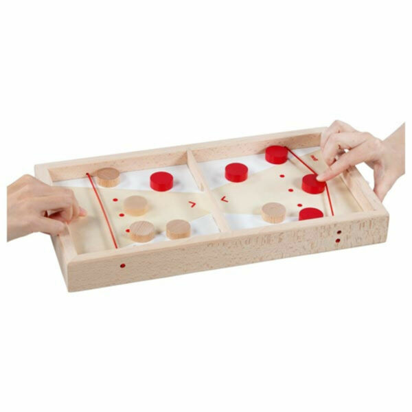 Ce Jeu de palets 2 en 1 est un jeu d'adresse tout en bois qui ravira toute la famille. Son plateau réversible permet de jouer au Passe-Trappe et au Curling.