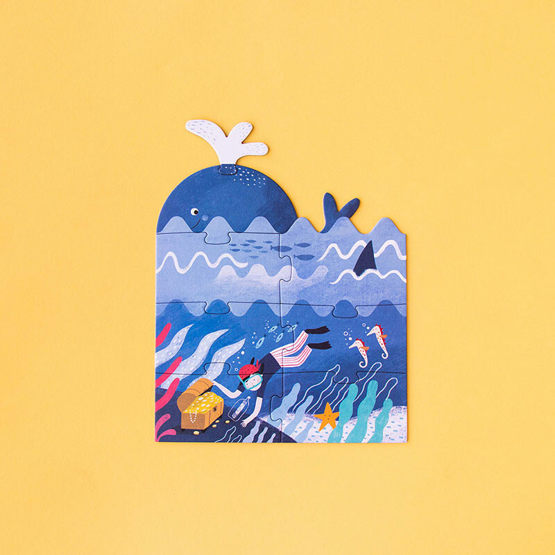 4 puzzles progressifs (de 4 à 16 pièces) et réversibles