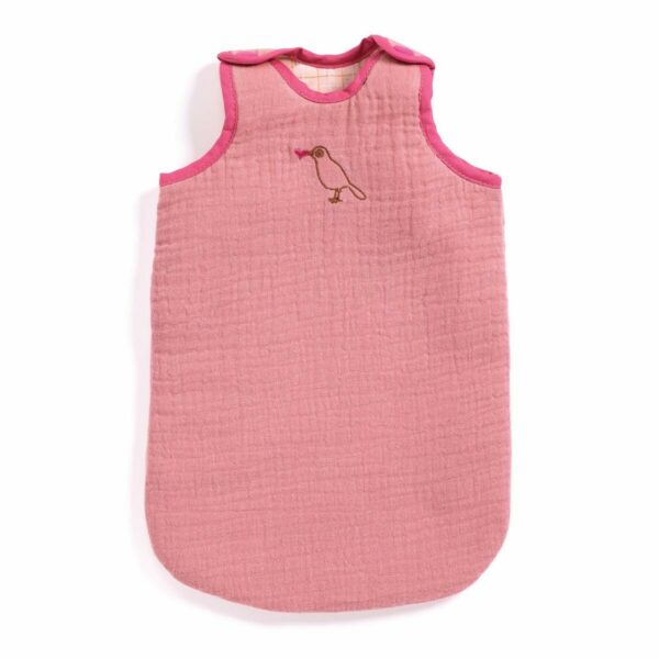 Découvrez jolie Turbulette rose de 22 cm avec un oiseau brodé pour que bébé passe une bonne nuit et ne se découvre pas !