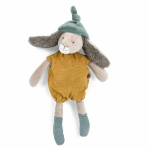 Peluche petit lapin barboteuse ocre