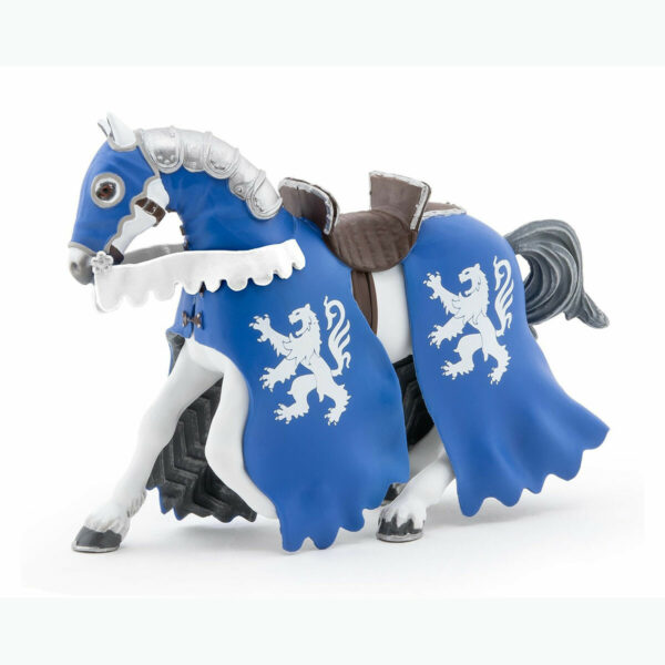 La figurine Cheval du Chevalier Lion à la lance vous entraîne au temps des châteaux forts et des chevaliers