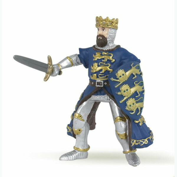La figurine Roi Richard bleu avec lance vous entraîne au temps des châteaux forts et des chevaliers.